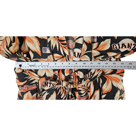 San Francisco Giants Rayon Spooner Aloha Robe L/XL Cotton Hawaiian Floral Black - Picture 3 of 14